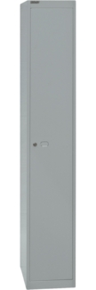 Bisley Garderobenschrank Office mit Schloss aus Stahlblech, 1 Fach mit Hutboden & Kleiderstange - Kleiderspind abschließbar, Spind Tiefe: 30,5 cm - Farbe: silber, CLK121-355