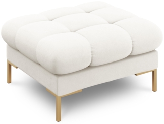 Micadoni Hocker Mamaia 1-Sitzer Strukturierter Stoff Helles Beige Metall Gold