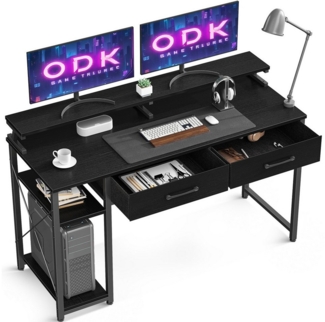 ODK Computertisch Schreibtisch mit Regalen und Monitorständer,2 Schubladen (1-St), 120x50x87cm