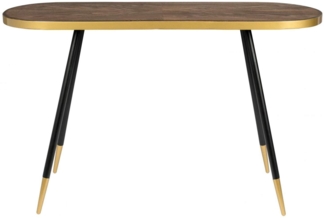 WHITE LABEL LIVING Denise Konsolentisch Oval mit Messing-Farbakzenten