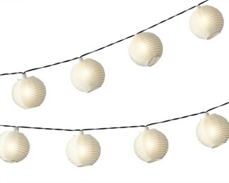 Lumineo LED-Girlande, LED Solar Lichterkette Outdoor Lampions Nylon 4,5m Warmweiß