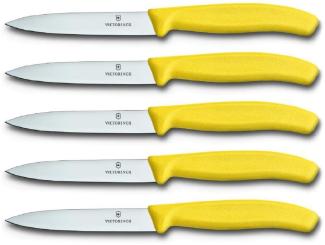 Victorinox | Swissclassic Gemüsemesser Set | 5-teilig | farbenfroh in Gelb | ergonomische Griffe | ideal für präzise Schneidarbeiten in der Küche