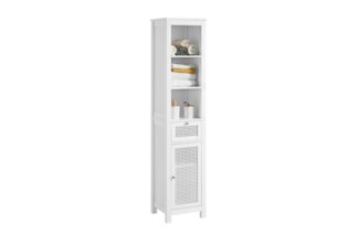Hochschrank mit 3 offenem Fächern und 1 Schublade MDF Weiß BZR36-W