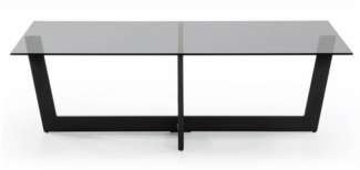 Natur24 Couchtisch Couchtisch Plam Glas schwarz Stahlstruktur 120x70cm Tisch