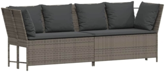 vidaXL Gartensofa mit Kissen Grau Poly Rattan 4104124