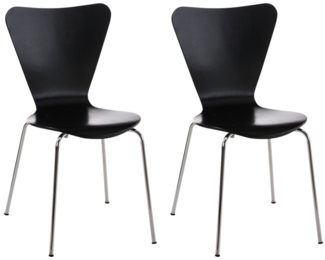 2er Set Besucherstuhl BERLIN - Holz Schwarz 45x49x85 cm | Besucherstühle Konferenzstuhl Wartezimmerstuhl Bürostühle Bürostuhl Konferenzraum