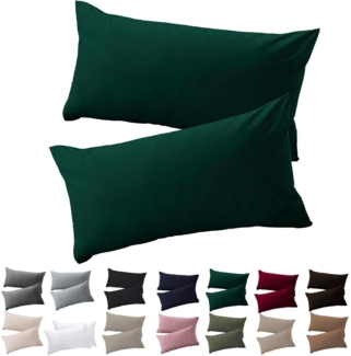 Soifox Kissenbezug Set 40x60 cm Grün Mikrofaser Hypoallergen Reißverschluss