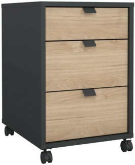 Dmora Kommode Agazzino, Mehrzweckkommode, Schlafzimmerkommode, Schrank mit Schubladen, 48x41 h61 cm, Eiche und Grau