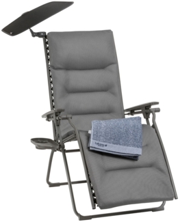 Lafuma Relaxliege BeComfort Evo grau Sonnendach/Handtuch/Tablett