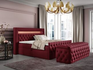Boxspringbett Schlafzimmerbett ERNESTO Nr. 3 160x200cm in Elisa Velvet Bordeauxrot