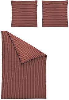 Irisette Mako-Satin Bettwäsche Set Verona 8303 rot 135x200 cm + 1 x Kissenbezug 80x80 cm