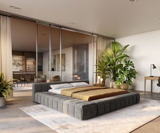 Polsterbettgestell Espazio 180x200 cm Bouclé Soft Schlamm