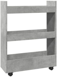 vidaXL Aufbewahrungswagen Schmal 3 Etagen Betongrau Holzwerkstoff 855253