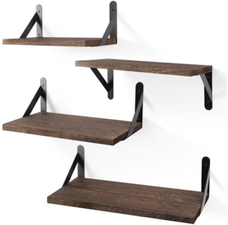 OKWISH Wandregal 4er Set Wandregale Holz Schweberegal Bücherregal Hängeregal, 10kg Tragkraft 4 Größen kombinierbar Bücherregale Wand Regale 4-tlg, Massivholz Regale Küche Wohnzimmer Schlafzimmer Pflanzen CDs Deko usw