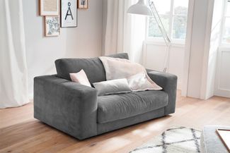 KAWOLA Doppelsessel MADELINE Loveseat Cord grau 86 x 127 x 170 cm