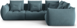 Micadoni Ecksofa Bloom 3-Sitzer Samt Pastellblau Rechts