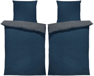 One Home Bettwäsche Wende Melange, Flanell, 4 teilig, meliert, Baumwolle kuschelig warm weich Biber Winter