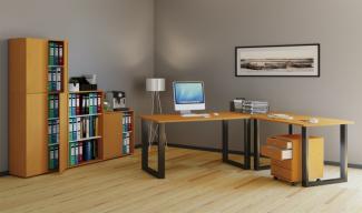 VCM Eck-Schreibtisch Lona 130 x 130 x 50 U-Füße Buche/Schwarz