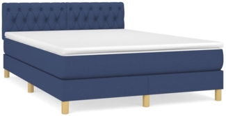 vidaXL Boxspringbett mit Matratze Blau 140x200 cm Stoff 3140863