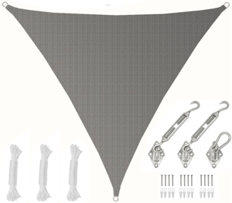 5 x 5 x 5 m UV Sonnensegel Atmungsaktiv mit Befestigung Grau