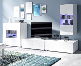 AX LIVING Wohnwand Wohnzimmer „Kossana 17“ – Modernes Design in Weiß