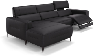 Sofanella Ecksofa TERAMO Ledersofa Eckgarnitur Eckcouch in Schwarz S: 260 Breite x 101 Tiefe