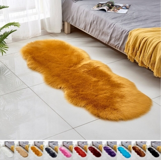 Jibenhome Teppich Hochflor-Teppich Kunstfell,Weich Fellteppich,Shaggy Teppiche,Waschbar, 60 X 180cm für Stühle,Sofas,Kissen,Wohnzimmer,Wohndeko
