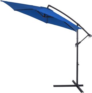 Kingsleeve Sonnenschirm Ampelschirm Alu Ø 330 cm UV Schutz 30+, Blau