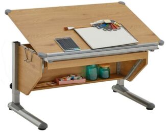 CARO-Möbel Kinderschreibtisch PHILIPP, Schreibtisch Kinder höhenverstellbar und neigbar mit Schublade und Sti