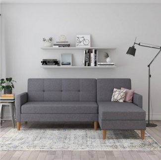 Dorel Home Ecksofa Lilly, L-Form, mit Bett-Funktion, Recamiere beidseitig montierbar, Sitzhöhe 43 cm