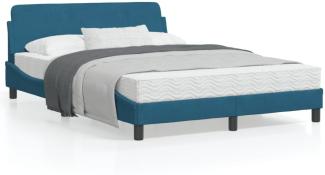 vidaXL Bettgestell mit Kopfteil "Dover" Blau 140x200 cm Samt 373196