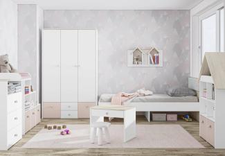 Stylefy Molli Kinderzimmer-Set V Weiß Buche Fjord Hellrosa