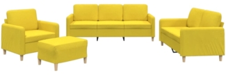vidaXL 4-tlg. Sofagarnitur mit Kissen Hellgelb Stoff 3202067