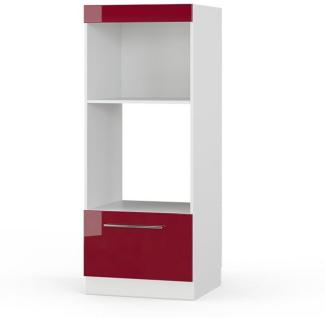 Vicco Küchenschrank Küchenmöbel Küchenzeile Fame-Line modern Küche Einbauküche Blende Unterschrank Hochschrank Hängeschrank (Weiß-Bordeaux-Rot Hochglanz, Mikrowellenumbauschrank 60 cm)