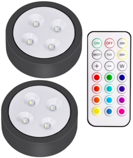 Jibenhome LED Unterbauleuchte RGB LED Unterschrankleucht Kabellose, Kleiderschranklitch Fernbedienung, Batteriebetrieben Unterbauleuchte, 13Farben & 2Modi,4 Helligkeit