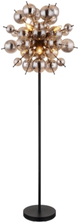 Stehleuchte, Metall, Glaskugeln Rauchfarben, H 155 cm