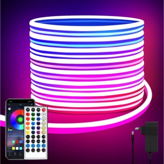 Athlix LED Stripe LED Neon Led Strip RGB Streifen mit APP Steuerung Lichtleiste, IP65 wasserdicht, Schneidbar, 360° biegbar, 24V