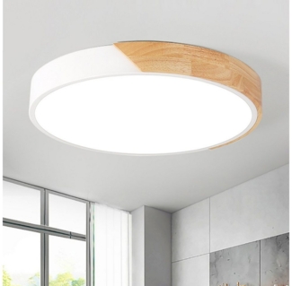 Natsen Deckenleuchte Runde LED Deckenlampe, 48W, dimmbar mit Fernbedienung, 3000K-6000K, für Wohnzimmer Schlafzimmer Kinderzimmer Küche Büro, Holz (50x50x4cm)