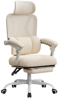 UEV Bürostuhl Ergonomisch mit Fußstütze mesh Dynamischer Lordosenstütze (Homeoffice Stuhl, Drehstuhl, Schreibtischstuhl), neigbar bis 135°, bis 150 kg belastbar, atmungsaktiver Stoff