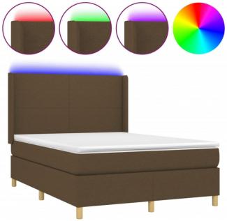 vidaXL Boxspringbett mit Matratze & LED Stoff Dunkelbraun 140 x 190 cm, Härtegrad: H2 [3138712]