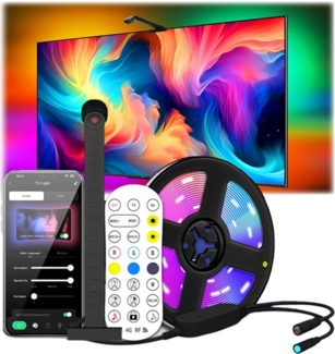 Rosnek LED Stripe TV LED Hintergrundbeleuchtung mit Kamera Smart LED Streifen RGB APP, Sync. with Bildschirm und Musik Szene Modi 5M für 65-75" Fernseher PC