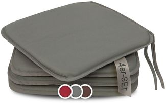 ZOLLNER Stuhlkissen, mit Rundumeinfassband, Indoor und Outdoor, 38 x 38 x 2 cm, mit Bindebänder, vom Hotelwäschespezialisten