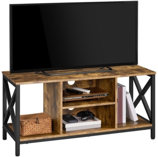 Yaheetech TV-Schrank 106×40×50,5cm, 2 offene Ablagefächer, Rostbraun