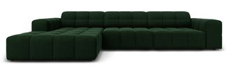 Micadoni Ecksofa Jennifer 4-Sitzer Links Samt Flaschengrün