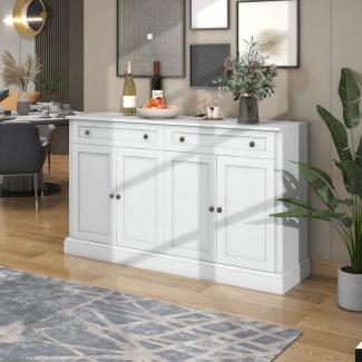 Merax Sideboard im rustikalen Landhausstil mit 2 Schubladen und 4 Türen, Kommode mit viel Stauraum und Metallgriffe,Anrichte,Breite 150cm