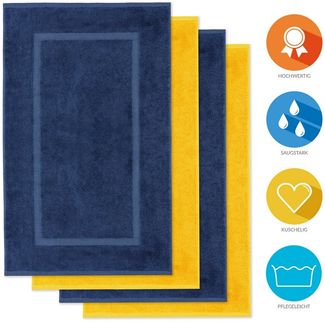 Lavea Badematte 4er Set Badeteppiche Elena Frottee 50x80 cm Badvorleger, 100% Baumwolle, 500 g/m² Frottier, weich & saugstark, pflegeleicht