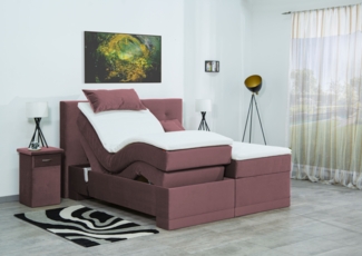 Meisterbetten Boxspringbett Lapi 140x220 in VS-Flieder, Matratzenbezug Nano, Ergoflex-Topper