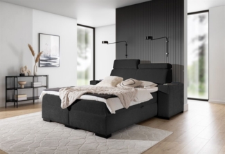 Boxspringbett Bett NESTOR 140x200cm Set. 2 in Stoff Dress Me Schwarz