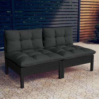 vidaXL 2-Sitzer-Gartensofa mit Anthrazit Kissen Massivholz Kiefer 3095996