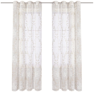 Joyswahl Vorhang (1 St), Ösen, halbtransparent, Ausbrennergualität, Halbtransparente Blumen im Retro-Stil